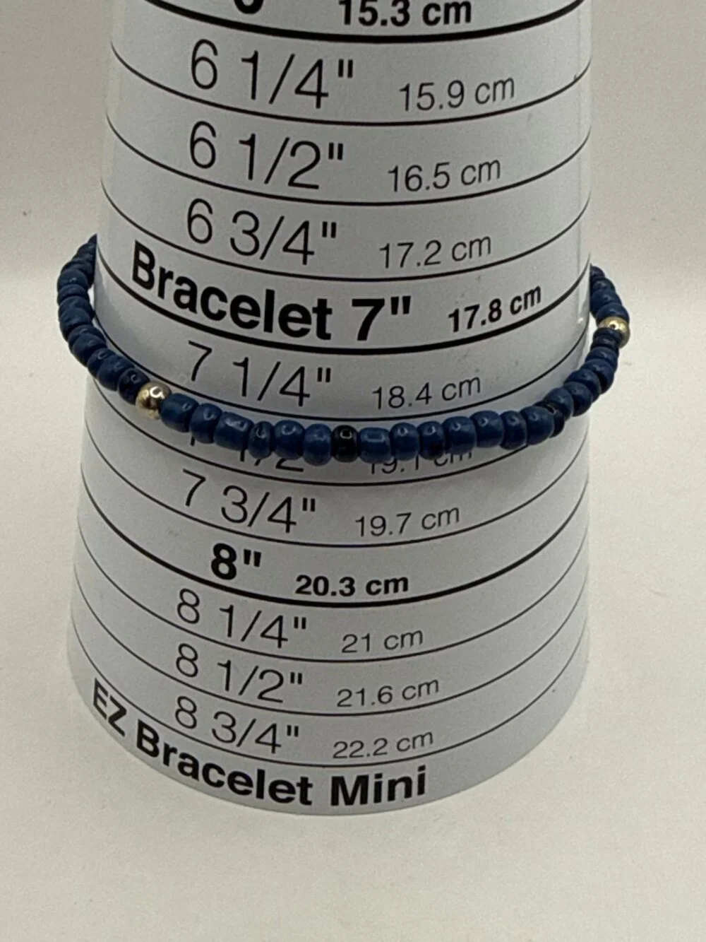 Dainty Deep Blue Lapis Seed Bead Bracelet Gold Accent Minimalist Boho Stackable - Picture 2 of 3